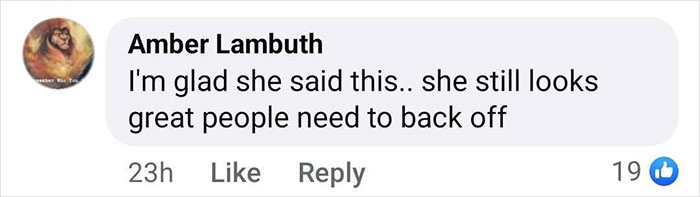 Facebook comment supporting a model against trolls criticizing her weight gain. Facebook comment supporting a model against trolls criticizing her weight gain.