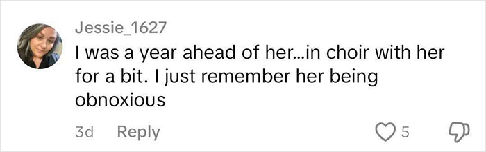 Comment recalling a high school experience with Blake Lively, mentioning being in choir together. Comment recalling a high school experience with Blake Lively, mentioning being in choir together.