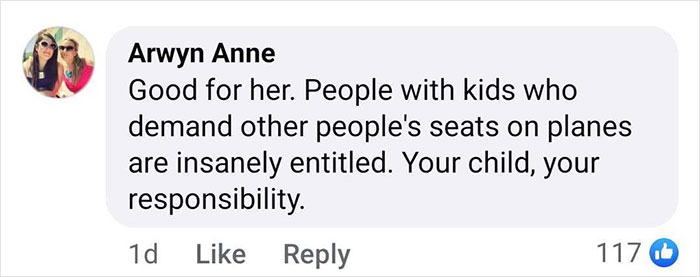 Comment supporting passenger refusing plane seat swap with child. Comment supporting passenger refusing plane seat swap with child.
