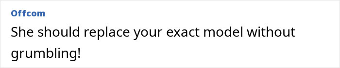 Comment reads, "She should replace your exact model without grumbling!" on buying friend a hairdryer topic. Comment reads, "She should replace your exact model without grumbling!" on buying friend a hairdryer topic.