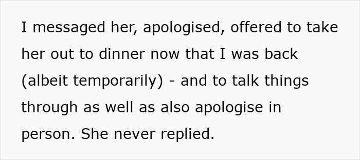 Text about apologizing and offering dinner to discuss the friend-relationship. Text about apologizing and offering dinner to discuss the friend-relationship.