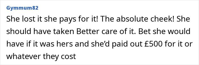 A comment discusses refusing debt over a friend's lost hairdryer, expressing frustration and personal responsibility. A comment discusses refusing debt over a friend's lost hairdryer, expressing frustration and personal responsibility.