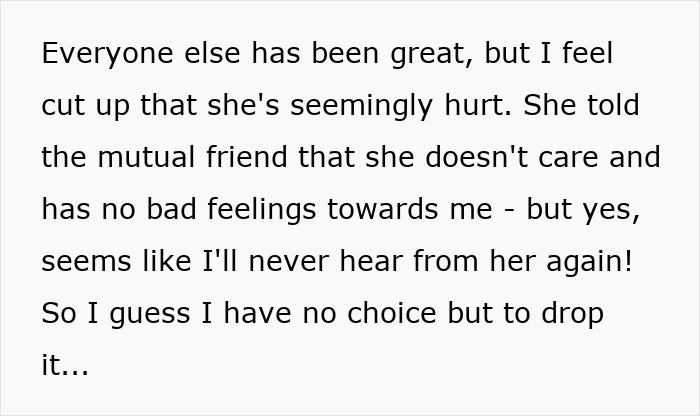 Text about feelings of disappointment and acceptance in a friendship-relationship context. Text about feelings of disappointment and acceptance in a friendship-relationship context.