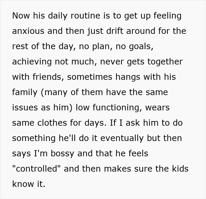 Text expressing challenges faced by a wife due to her neurodivergent husband's daily routine and behavior. Text expressing challenges faced by a wife due to her neurodivergent husband's daily routine and behavior.