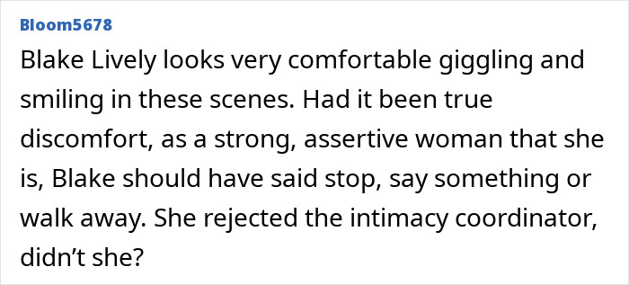 Text discussing intimacy coordinator opinion and actor's comfort in film scenes. Text discussing intimacy coordinator opinion and actor's comfort in film scenes.