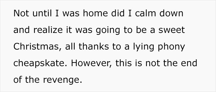 Text about apartment scam, unexpected revenge, and sweet Christmas realization. Text about apartment scam, unexpected revenge, and sweet Christmas realization.