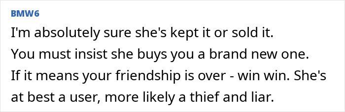 Text expressing strong opinion about buying a friend a new hairdryer. Text expressing strong opinion about buying a friend a new hairdryer.