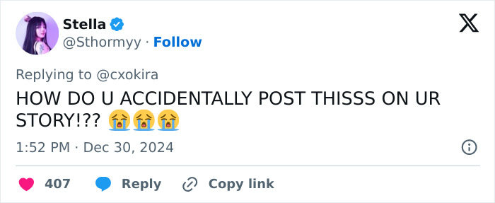 Tweet reacting to Squid Game actor's accidental X-rated post with crying emojis. Tweet reacting to Squid Game actor's accidental X-rated post with crying emojis.