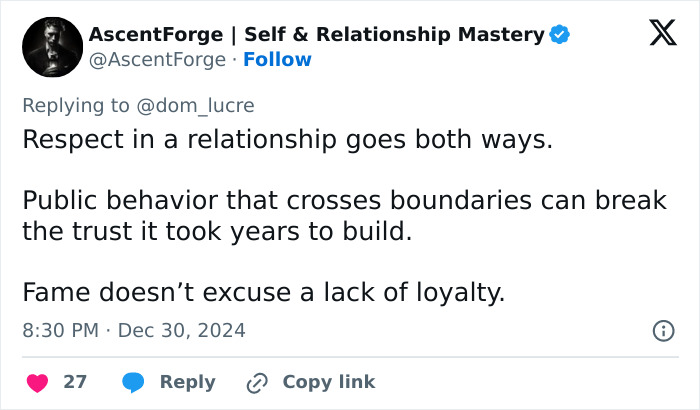 Tweet by AscentForge about relationship respect and loyalty. Tweet by AscentForge about relationship respect and loyalty.