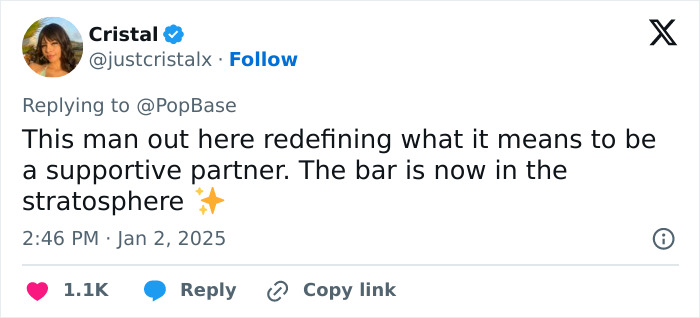Tweet discussing being a supportive partner, with emphasis on high standards. Tweet discussing being a supportive partner, with emphasis on high standards.