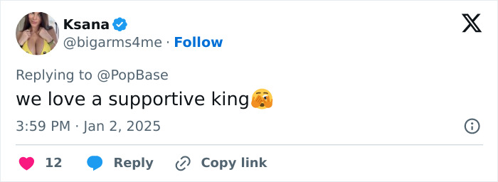 Tweet from user @bigarms4me expressing admiration for a supportive person. Tweet from user @bigarms4me expressing admiration for a supportive person.