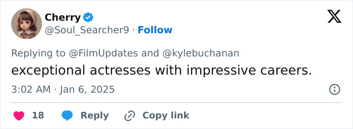 Tweet discussing actresses Nicole Kidman and Jodie Foster's careers, highlighting their exceptional achievements. Tweet discussing actresses Nicole Kidman and Jodie Foster's careers, highlighting their exceptional achievements.