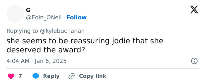Tweet about Nicole Kidman's behavior toward Jodie Foster, questioning if it was reassuring. Tweet about Nicole Kidman's behavior toward Jodie Foster, questioning if it was reassuring.
