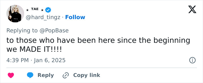 A tweet exclaiming excitement about an achievement, dated January 6, 2025. A tweet exclaiming excitement about an achievement, dated January 6, 2025.