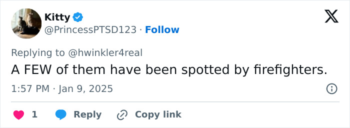 Tweet discussing LA wildfires arsonists amidst Henry Winkler's theory. Tweet discussing LA wildfires arsonists amidst Henry Winkler's theory.