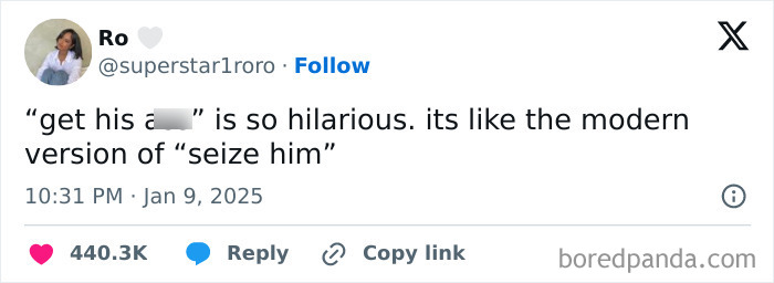 Funny tweet about a modern phrase, gaining popularity with over 440K likes.