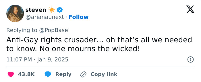 “A Life Wasted By Hate”: Anita Bryant, Notorious For Her Anti-Gay Stances, Passes Away At 84 “A Life Wasted By Hate”: Anita Bryant, Notorious For Her Anti-Gay Stances, Passes Away At 84