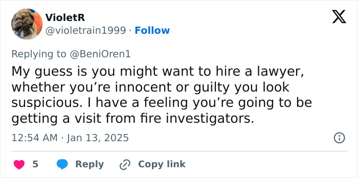 Text exchange discussing suspicions after a young men filmed fire incident at La Palisades. Text exchange discussing suspicions after a young men filmed fire incident at La Palisades.