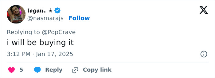 Tweet from user @nasmarajs about buying something, with 5 likes. Tweet from user @nasmarajs about buying something, with 5 likes.