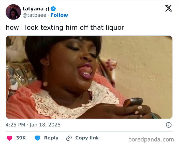 Woman humorously texting on a phone, part of funny tweets about surviving January.