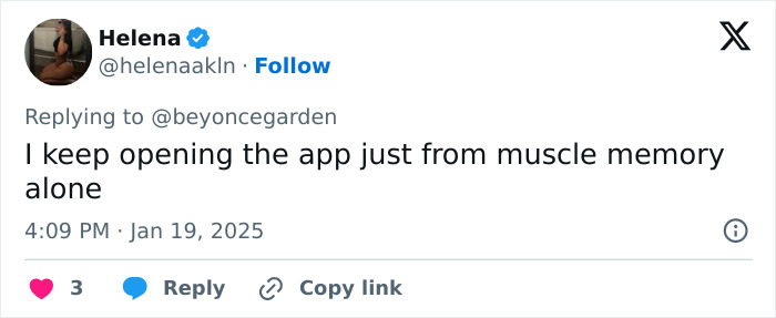 TikTok user reacts to US ban, tweeting about opening the app from muscle memory. TikTok user reacts to US ban, tweeting about opening the app from muscle memory.