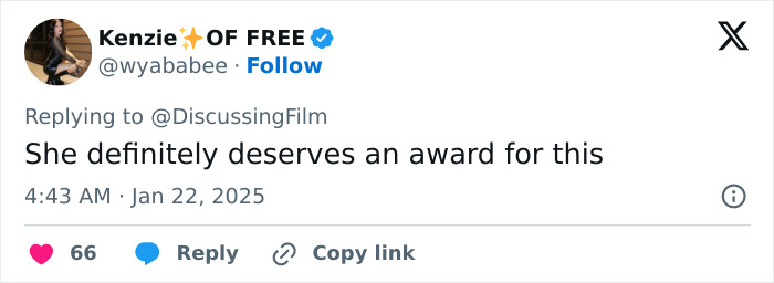 Tweet about Lily-Rose Depp's viral Nosferatu audition, praising her performance. Tweet about Lily-Rose Depp's viral Nosferatu audition, praising her performance.