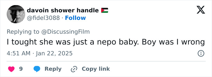 A tweet reacting to Lily-Rose Depp's viral Nosferatu audition video. A tweet reacting to Lily-Rose Depp's viral Nosferatu audition video.