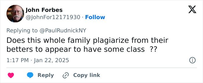 Twitter response questioning family imitation to achieve elegance and class. Twitter response questioning family imitation to achieve elegance and class.