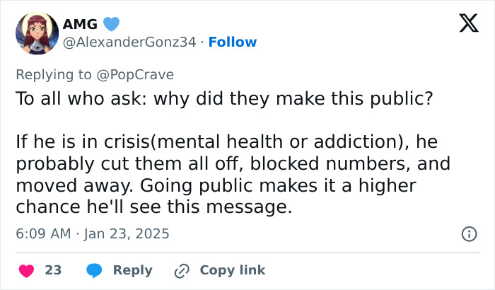 Tweet discussing public approach due to a crisis, mentioning mental health or addiction. Tweet discussing public approach due to a crisis, mentioning mental health or addiction.