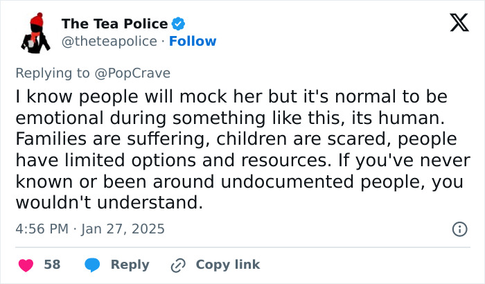 Tweet discussing emotional response to children’s suffering and challenges faced by undocumented families. Tweet discussing emotional response to children’s suffering and challenges faced by undocumented families.