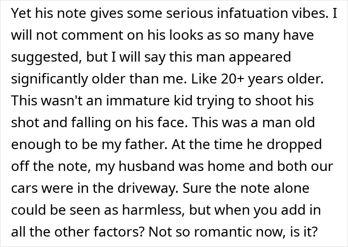 Note from Amazon driver causing concern over infatuation. Note from Amazon driver causing concern over infatuation.