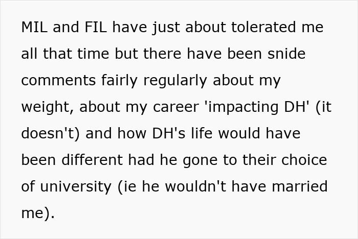 Text describing the wife's strained relationship with elderly in-laws. Text describing the wife's strained relationship with elderly in-laws.