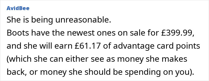 Text conversation discussing the cost of a hairdryer and earning advantage card points at Boots. Text conversation discussing the cost of a hairdryer and earning advantage card points at Boots.