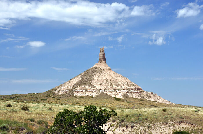 Chimney Rock landscape under blue sky capturing amazing views in various states.