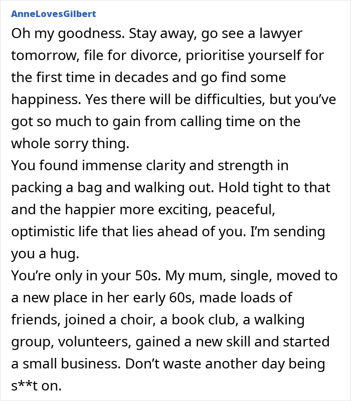Supportive message urging a wife to seek happiness after being "brought to her knees" by her neurodivergent husband. Supportive message urging a wife to seek happiness after being "brought to her knees" by her neurodivergent husband.