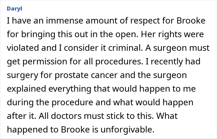 Text of a comment by Daryl about Brooke Shields discussing labia surgery and the importance of medical consent. Text of a comment by Daryl about Brooke Shields discussing labia surgery and the importance of medical consent.