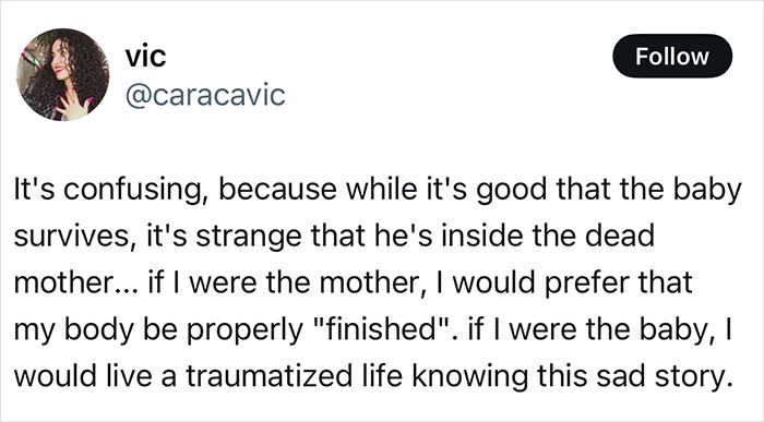 Tweet expressing views on pregnant woman on life support to save baby. Tweet expressing views on pregnant woman on life support to save baby.