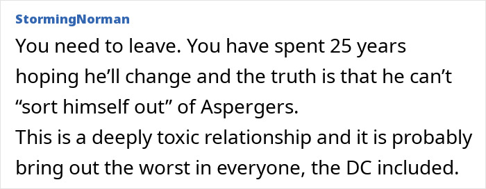 Text exchange about neurodivergent husband and toxic relationship advice. Text exchange about neurodivergent husband and toxic relationship advice.