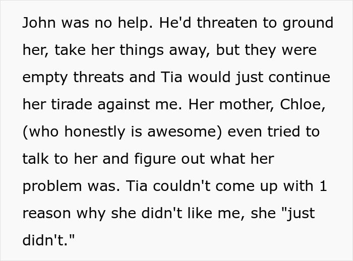 Text excerpt about a teen's conflict with her dad's new girlfriend and lacking support. Text excerpt about a teen's conflict with her dad's new girlfriend and lacking support.