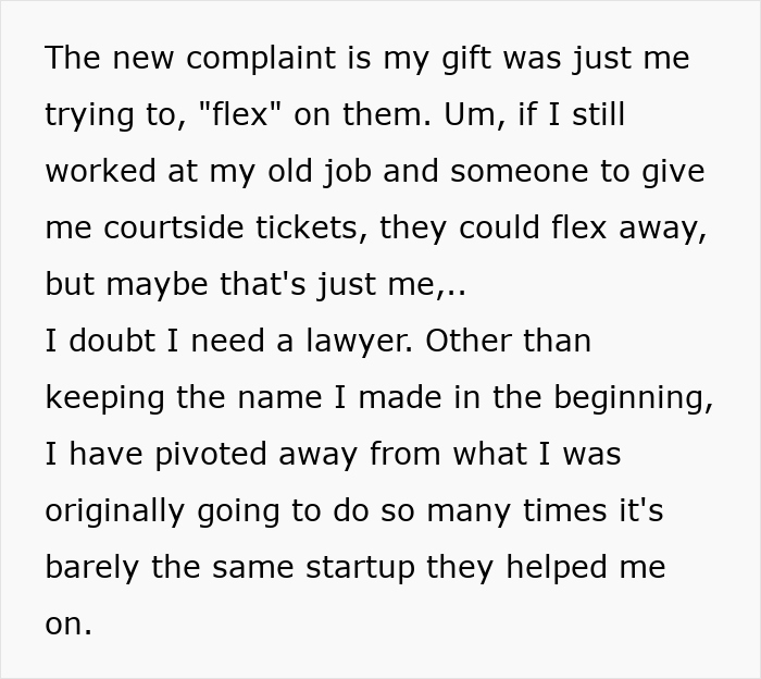 Text about friends backing out before success, discussing gifts, complaints, and changes in business plans. Text about friends backing out before success, discussing gifts, complaints, and changes in business plans.