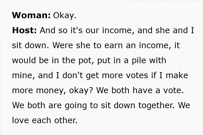 Text discussing finance expert's viewpoint on married couples combining incomes. Text discussing finance expert's viewpoint on married couples combining incomes.
