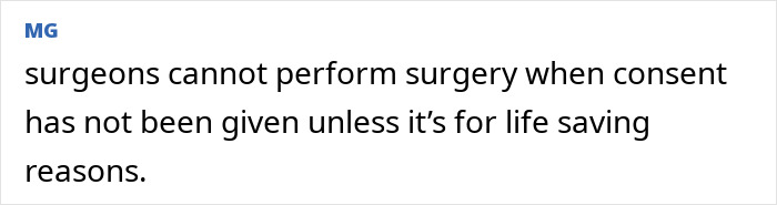 Text on consent regarding surgery, emphasizing life-saving exceptions. Text on consent regarding surgery, emphasizing life-saving exceptions.