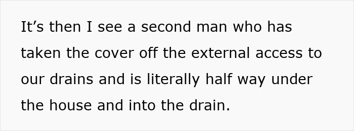 Text about plumbers accessing drains in homeowner's yard. Text about plumbers accessing drains in homeowner's yard.