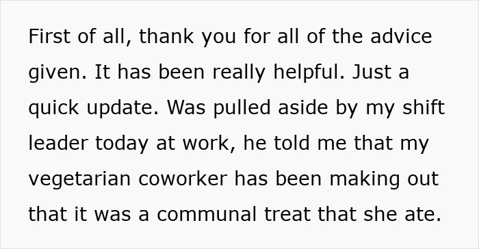 Woman Steals Coworker&rsquo;s Snack Without Checking The Label, Then Accuses Her Of Making Her Eat Meat