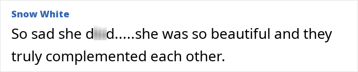Text message expressing sadness over a woman's passing, highlighting her beauty and complementary relationship. Text message expressing sadness over a woman's passing, highlighting her beauty and complementary relationship.