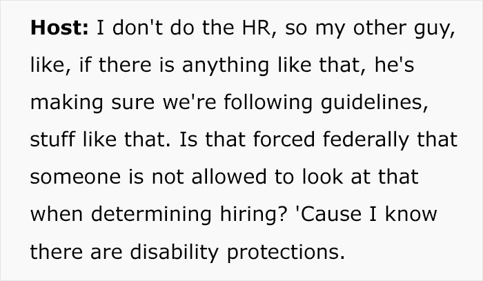 Text discussing HR guidelines and federal rules related to hiring and disability protections. Keywords: mental health. Text discussing HR guidelines and federal rules related to hiring and disability protections. Keywords: mental health.