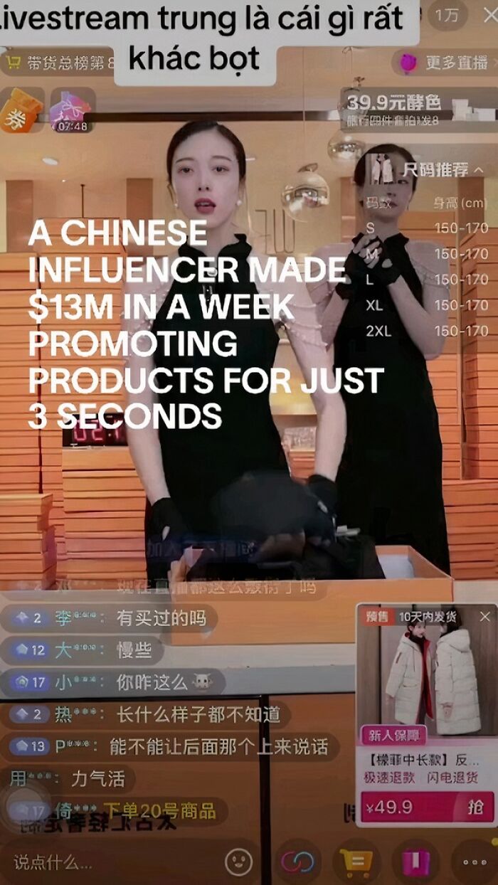 Chinese influencers livestreaming, showcasing products in the humans-of-capitalism pictures series.