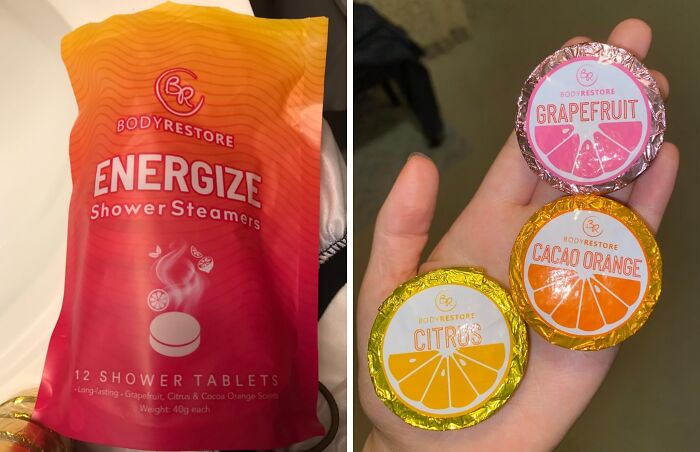 Energize shower steamers with citrus, cacao orange, and grapefruit scents, perfect treasures to reward yourself.