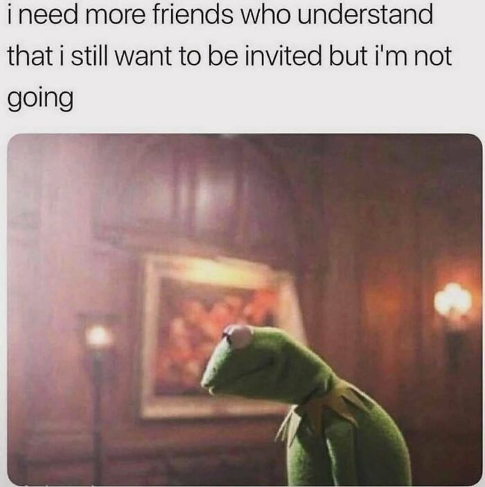 Kermit the Frog looking down with a sarcastic caption about wanting friends who understand humor as a coping mechanism.