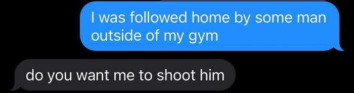 Chaotic dating app messages about being followed and an extreme response.